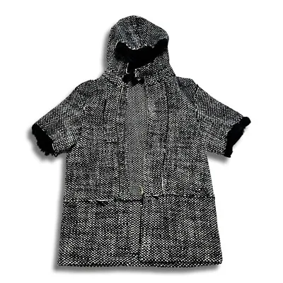 MARNI Women's Tweed Knit Hooded Coat Size 40 Black • $380