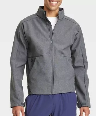 All In Motion Men's HEATHERED GRAY Soft Shell Fleece Jacket Wind/water Resistant • $28.43