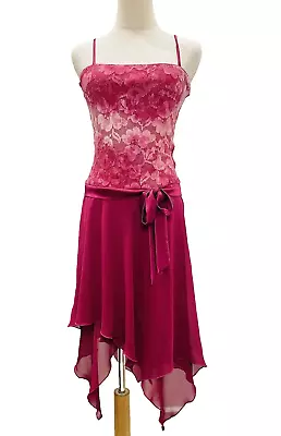 Syndicate Chiffon Satin Lace Drop Waist Dress Size 6-8 Fairycore Party VINTAGE • $39.95