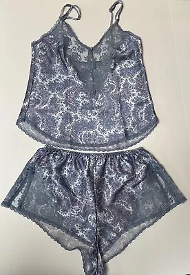 VTG MAIDENFORM Chantilly Blue LACE Hi-Cut Tap PANTY Camisole SET 6/32 Union Made • $149.95