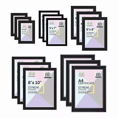 [Set Of 3] 4 X6  To A4 Certificate Black Photo Picture Frame STYRENE Wall Art • £7.99