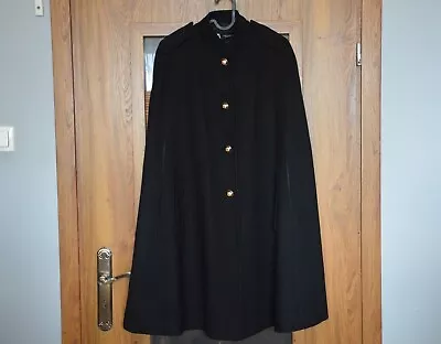 ZARA Rare WOOL BLEND BLACK LONG CLOTH CAPE COAT JACKET 8854/298 Size XS • $101.15