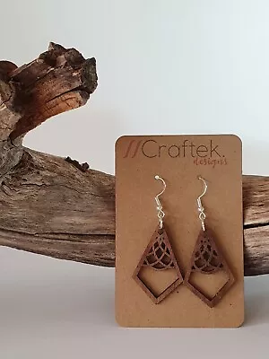 Wooden Earrings Laser Cut Drop/Dangle Style H1 • $20