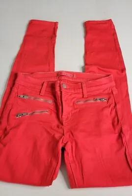J Brand Zoey Skinny Jeans Red Moto Zip Front Sz 25 EUC • $27.99