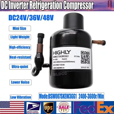 DC 24V/36V/48V Ultra-quiet Low Vibration R134a Refrigeration Inverter Compressor • $79.99