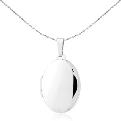 9ct White Gold Jewelco London Polished Satin Oval Family Locket Pendant  24x16mm • £650.99