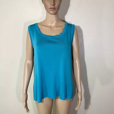 Exclusively Misook Blue Acrylic Knit Tank Top Blouse Size XL • $29