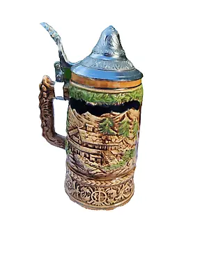 Vintage Lidded Beer Stein With Music Box That Works  Porcelain  GUC SEE PICS • $19.98