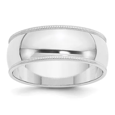 10k White Gold 8mm Milgrain Half Round Wedding Band Ring For Men Size 11 • $800