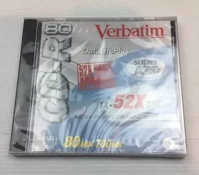 Verbatim 52x CD-R 700MB 80 Min High Performance/Speed Single Disc Seal Case New • $4.99