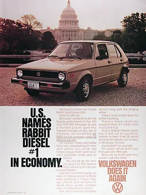 1978 VOLKSWAGEN VW RABBIT DIESEL Lot Of (2) Genuine Ads ~ FREE SHIPPING! • $19.99