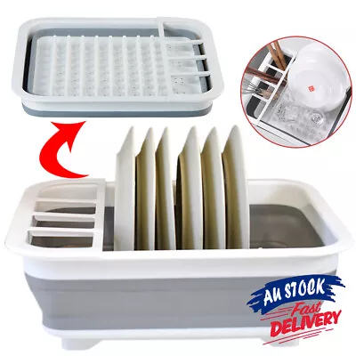 Dish Rack Space Saving Foldable Drying Kitchen Cutlery Dryer Drainer Collapsible • $19.99