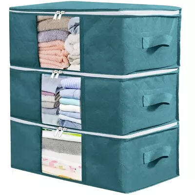 6 PACK Storage Bags Zipped Organizer Underbed Wardrobe Closet Cubes 48x35x20 Cm • £11.99