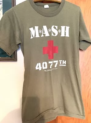 Vintage Single Stitch T Shirt Olive Green MASH 4077th 50 Poly/50 Cotton Sz M • $18