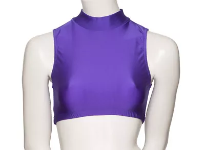 All Colours Nylon Lcyra High Neck Dance Fitness Gym Crop Top KCTN-7 By KATZ • £9.95