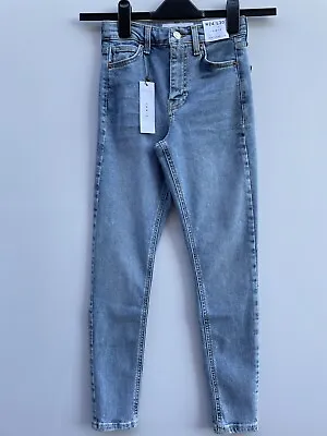 TOPSHOP Jamie Light Blue High Waisted Skinny Jeans Size 4 6 8 10 14 • £17.99