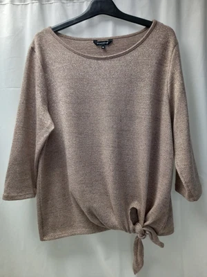 £3.49 • Buy ❤️ Peacocks Pink Shimmer Ribbed Tie Front Top Size 16 Bnwot