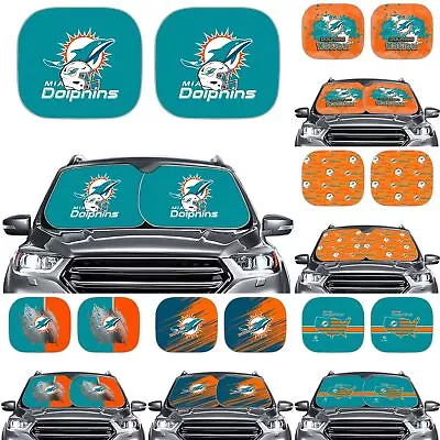 Miami Dolphins Car Windshield Sunshade 2pcs Front Windoow Protective Sun Visor • $23.74