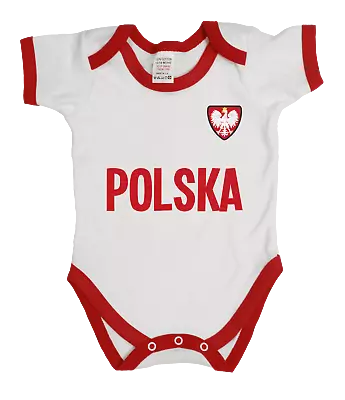 POLAND Football Baby Grow 2024 Polska Badge Boys Girls Euro Kit Patriotic Gift • £5.99