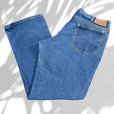 Vintage 80s Lee Denim Jeans 34x27.5 Union Made Blue Denim Medium Wash Made USA • $25