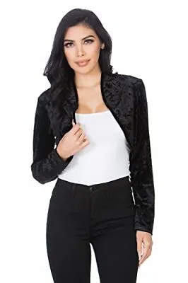 Fashion Secrets Women`s Collarless Opened Velvet Bolero Shrug Cardigan Jacket • $24.99