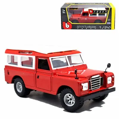 🇬🇧land-rover Series 11 Red 1:24 Scale Die Cast  Bburago New In Box 22063 • £18.45