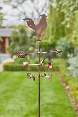 Wind Weather Vane Bronze Effect Garden Decoration Metal Rooster Cockerel 170cm • £29.99