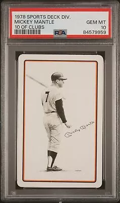 1978 Sports Deck Divison Mickey Mantle PSA 10 - Yankees - HOF - Ten Of Clubs • $80.99