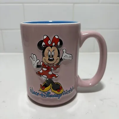 Walt Disney World Minnie Mouse Pink Blue Coffee Mug 16 Oz Cup 3D Vintage • $12.99