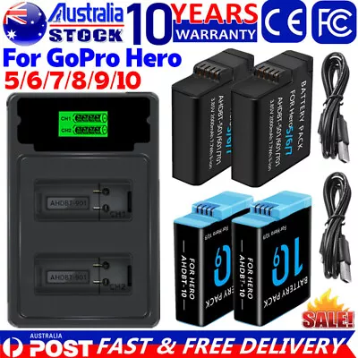 2 Pack 2000mAh Battery / Dual Charger For GoPro Hero 5 6 7 8 9 10 Camera Kit Set • $56.99