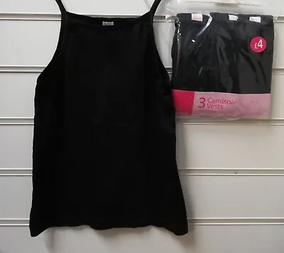 £3.75 • Buy Girls Kids Vests Black Cotton 3 Pack Underwear Size 10-15 Years