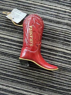 Mini Sarasota Leather Cowboy Boot Christmas Ornament Miniature • $15