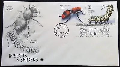 Scott 3351i 3351j FDC Velvet Ant Monarch Caterpillar Insects And Spiders Series • $2.98