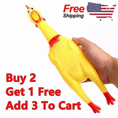 Dog Chew Toy Large Rubber Chicken Screaming Shrilling Puppy Squeeze Kids Toy USA • $6.68