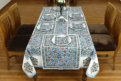 Dining Tablecloth Cotton Table Cover Wedding Gift Block Printed Linens • $230.53