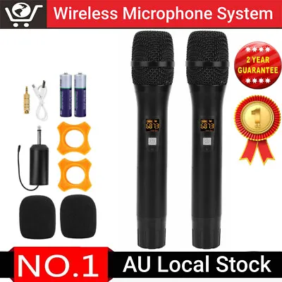 Wireless Microphone Professional Dual UHF Cordless Dynamic Karaoke Mic System • $54.98