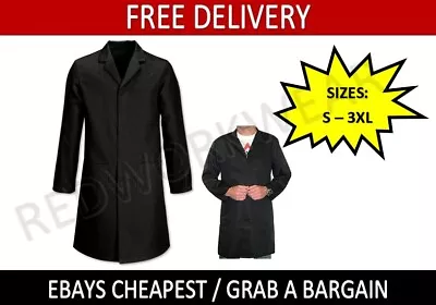 Men's Unisex Warehouse Lab Work Coat Black Coverall • £12.99