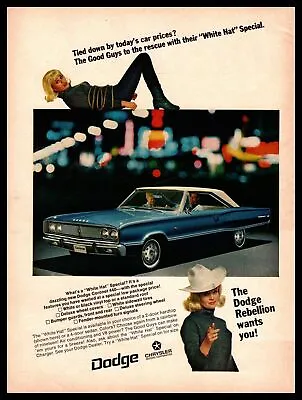 1968 Dodge Coronet 440 V-8 Blonde Tied Up With Rope Cowboy Hat Vintage Print Ad • $9.95