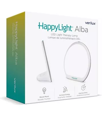 HappyLight Alba Round UV-Free LED Therapy Lamp 10000 Lux White - Verilux • $34.99