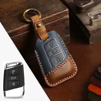 $18.48 • Buy Leather Remote Key Fob Cover Case Shell Holder For Volkswagen Tiguan Touareg