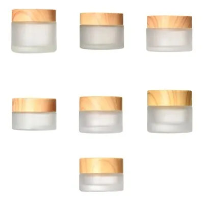 Round Frosted Cosmetic Jars Small Empty Glass Sample Jars For Makeup Lotions • £6.76