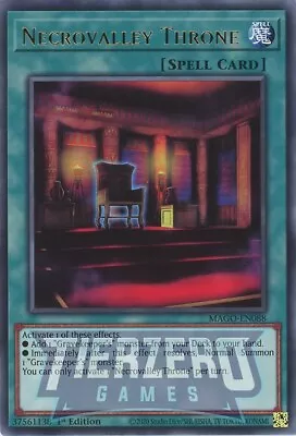 Yugioh Necrovalley Throne MAGO-EN088 Rare 1st Edition NM/LP • £1.09