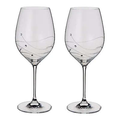 Dartington Crystal - Glitz Collection Pair Of Goblet Wine Glasses In Gift Box • £49