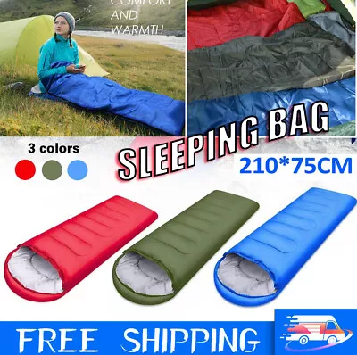 Outdoor 4 Season Single Sleeping Bag Waterproof Camping Hiking Envelope Zip Bags • £19.99