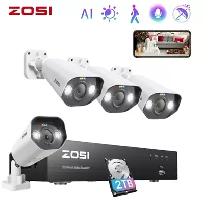 ZOSI 8CH 5MP  IP PoE Security Camera System 4K 8MP NVR Outdoor Audio Record 2TB • $262.49