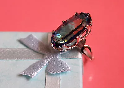 Natural Brazil Genuine Mystic Topaz Lady's Ring Rare 11.8 TCW  Sterling Silver  • $47.99