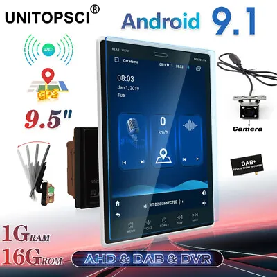 $164.99 • Buy 2 Din 9.5  Car Stereo Radio Android 10.1 GPS Wifi Vertical Touch Screen + Camera