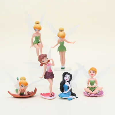 6 PCS Disney Tinker Bell Fairies Princess PVC Figure Model Doll Play Cake Topper • £8.99