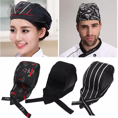 Adult Adjustable Chef Hat Mesh Kitchen Cooking Hat Restaurant Chef Skull Cap Xy • £3.74