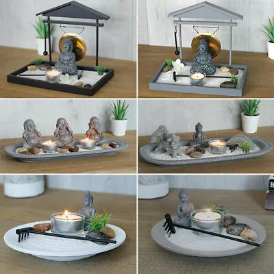 Buddha Zen Garden Tealight Holder Ornament Candle Relaxation Home Decoration • £9.19